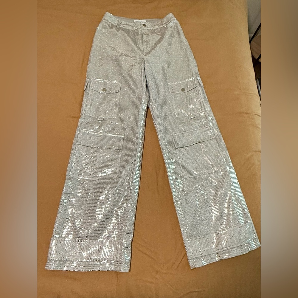 Fashion Nova Metallic Silver Pants